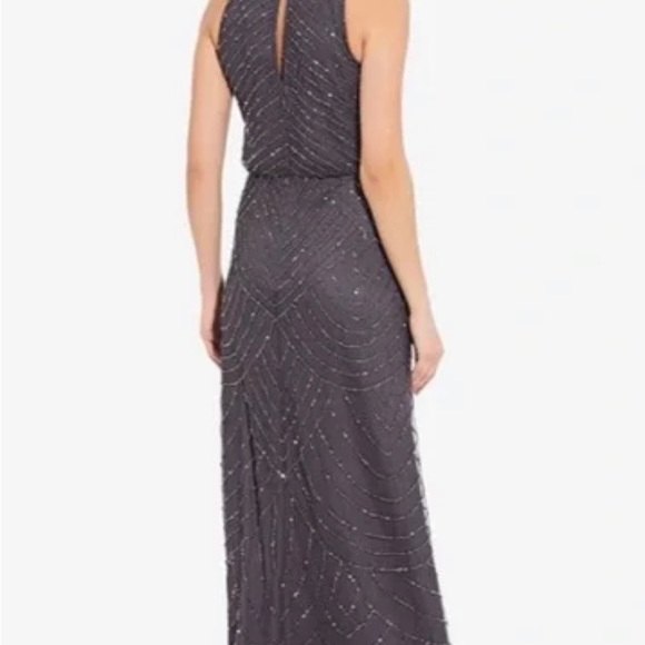 adrianna papell women's halter art deco beaded blouson dress Art Deco Beaded Blouson dress with halter neckline The Classy Peacock